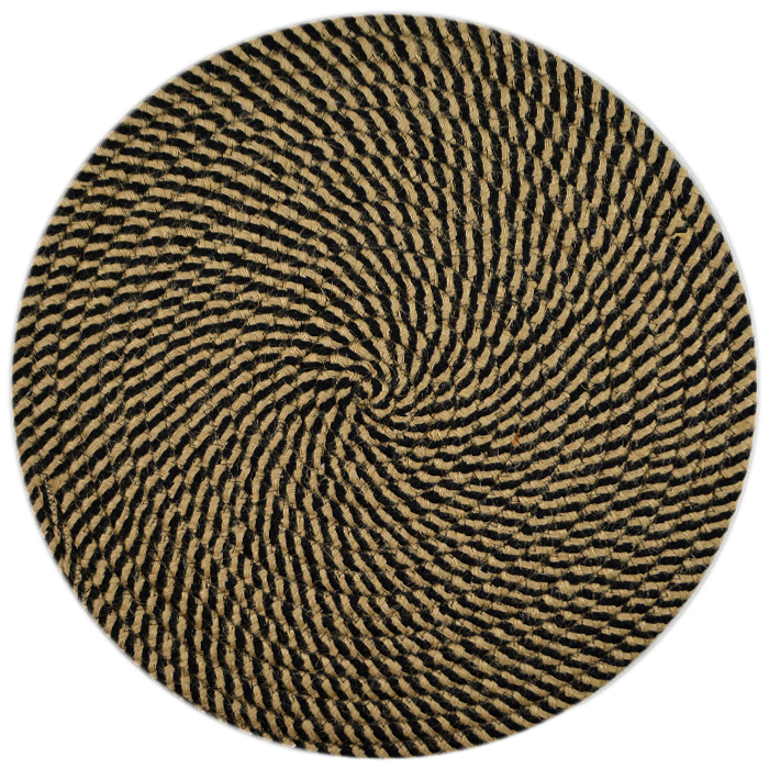 Demi Cotton Rnd Placemat Br/Blk 38cm