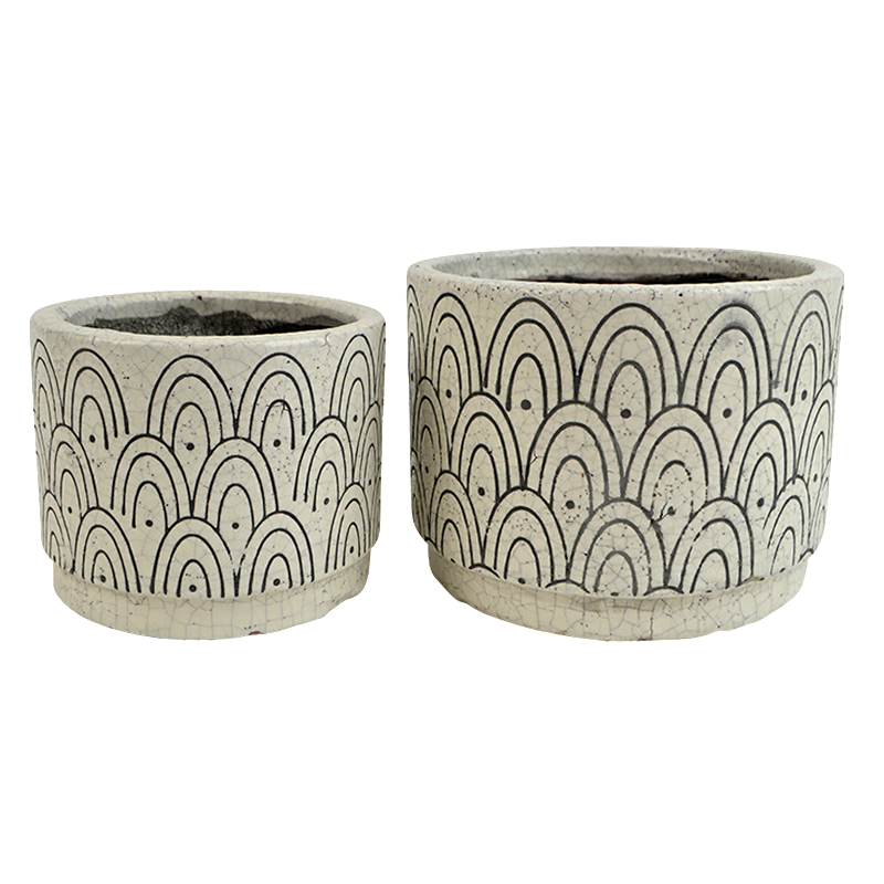 Zoe Ceramic Pots Whit/Terra - Large