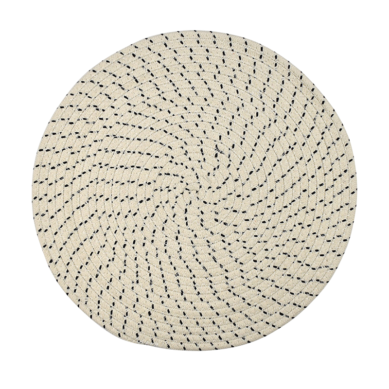 Tess Cotton Rnd Placemat 38cm Wh/Nvy