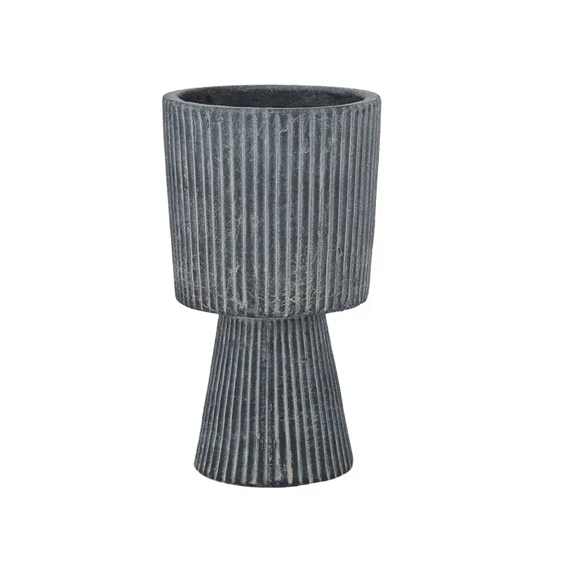 Ripple Terracotta Footed Pot 