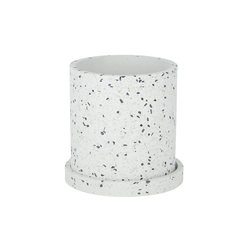 Sia Terrazzo Pot w/Saucer 15x15cm