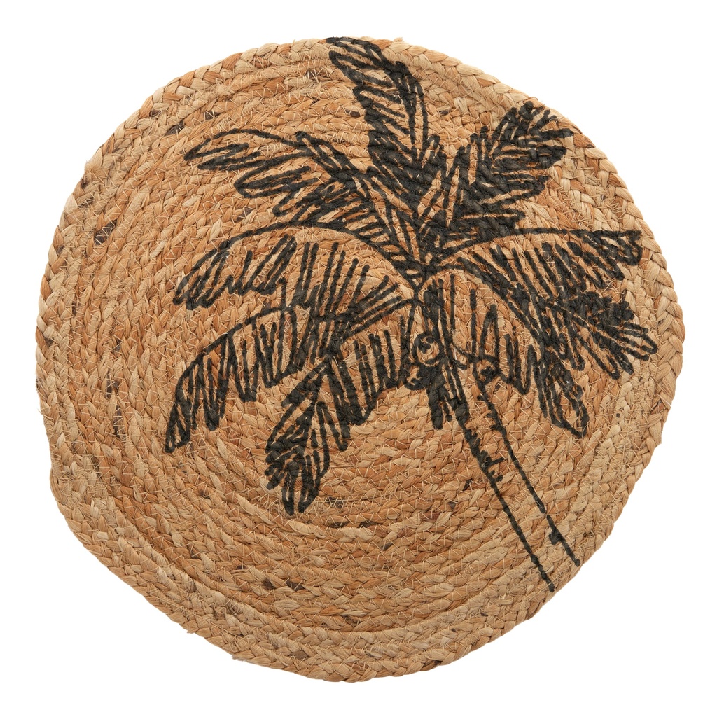 Palm Jute Rnd Placemat Nat/Blk