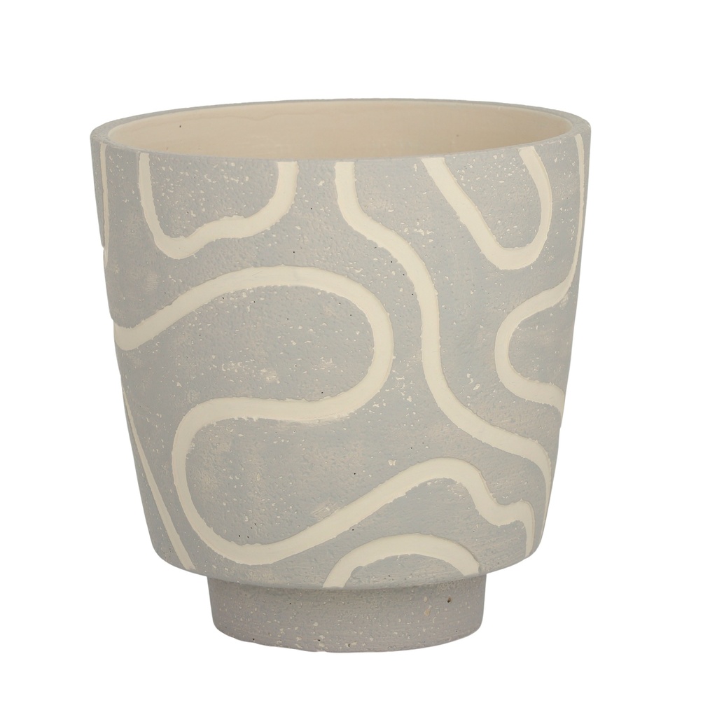 Swirling Cement Pot 23cm Lt Grey