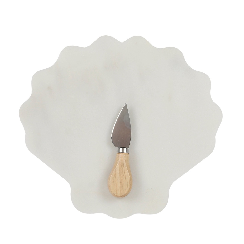 Shell Shape Marble Board w Knife