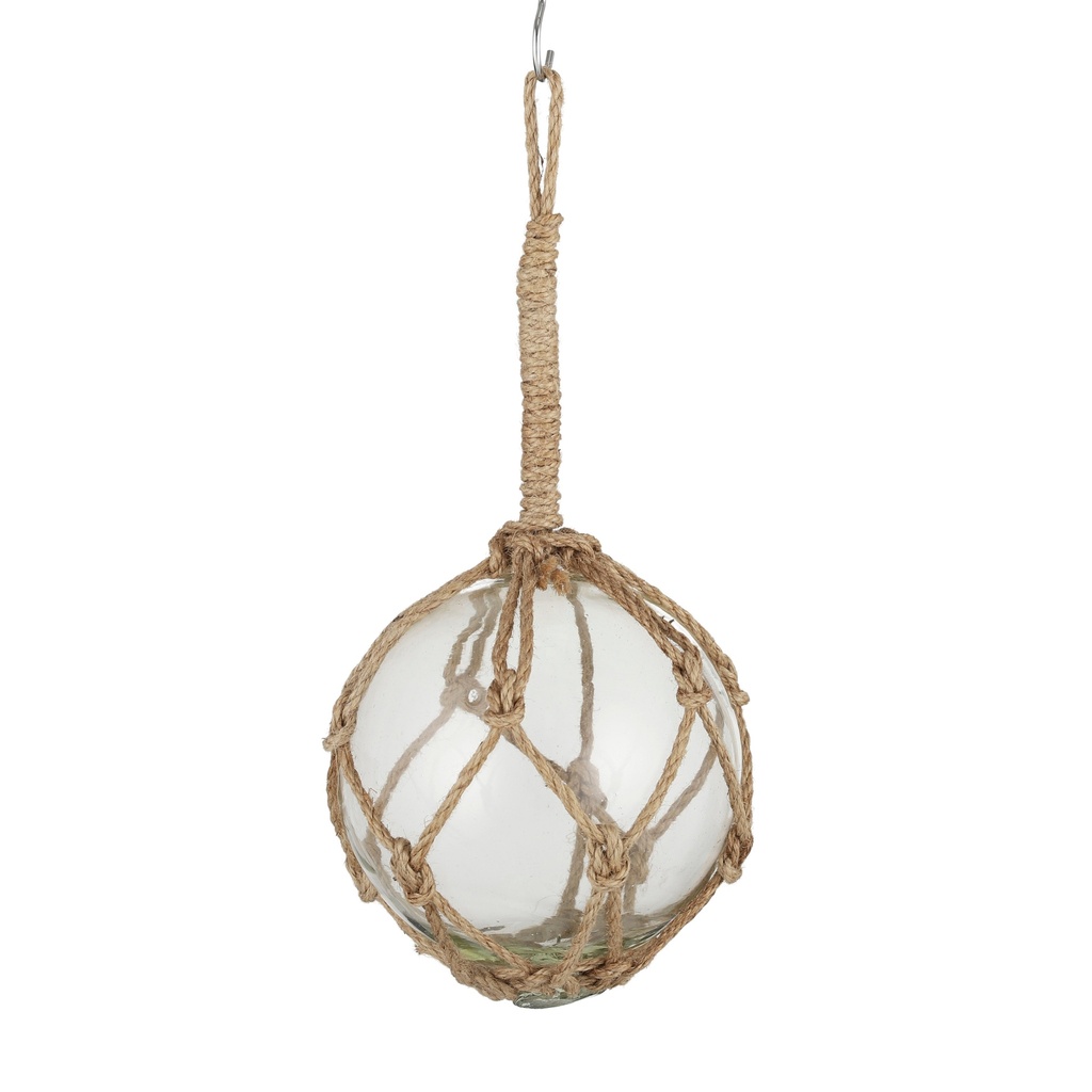 Buoy Glass Ball w Rope Clear