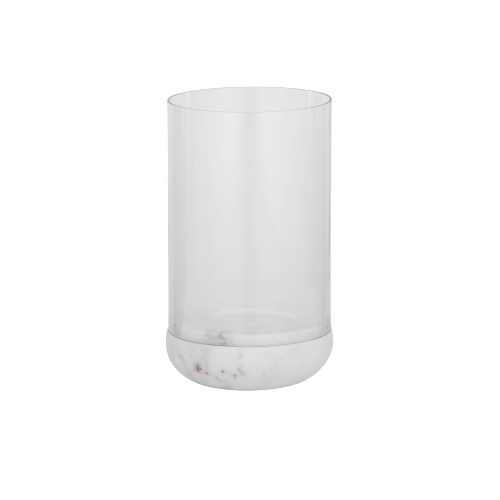 Nina Marble/Glass Hurricane14xd25cm Wht