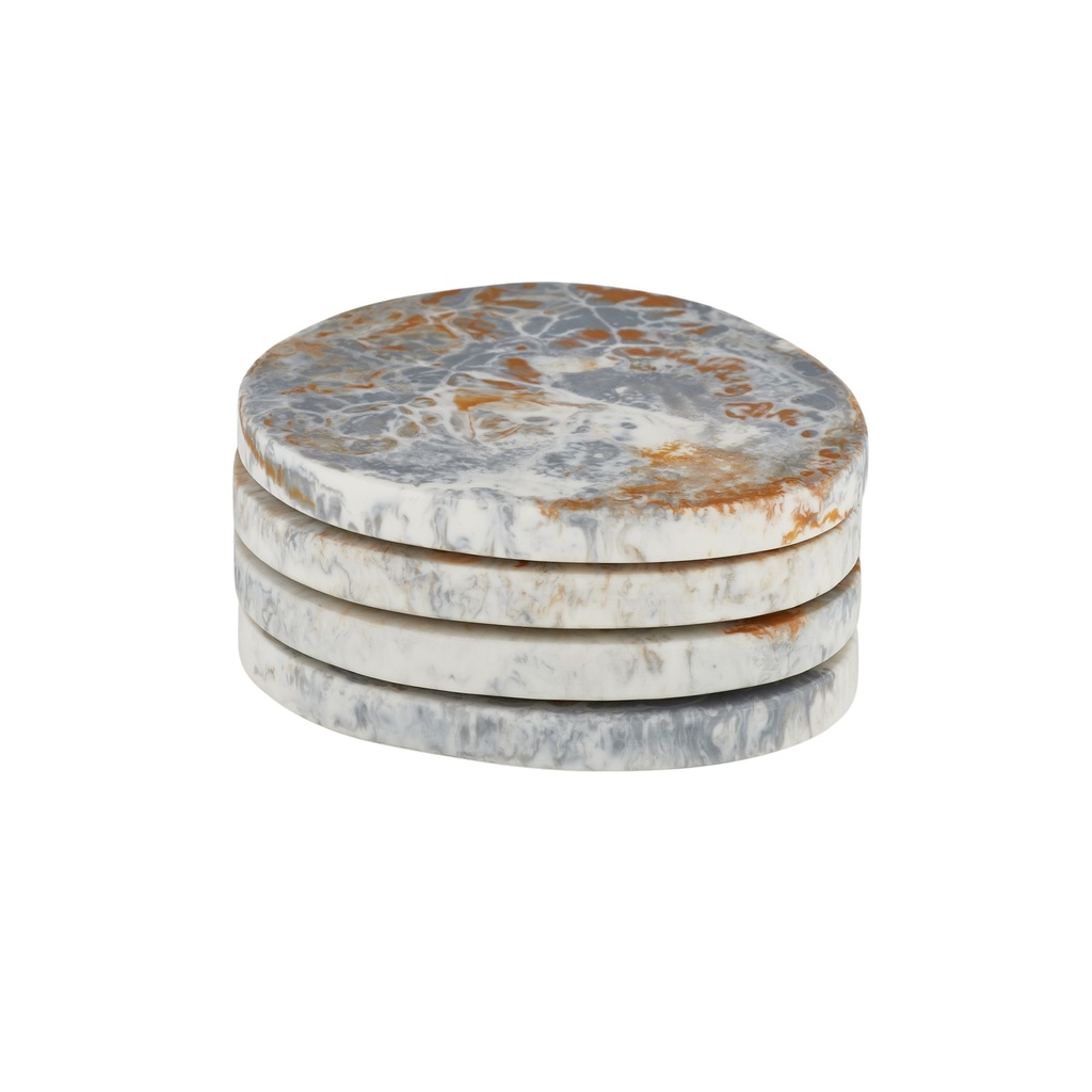 Hadley Resin Coasters Steel - - S/4