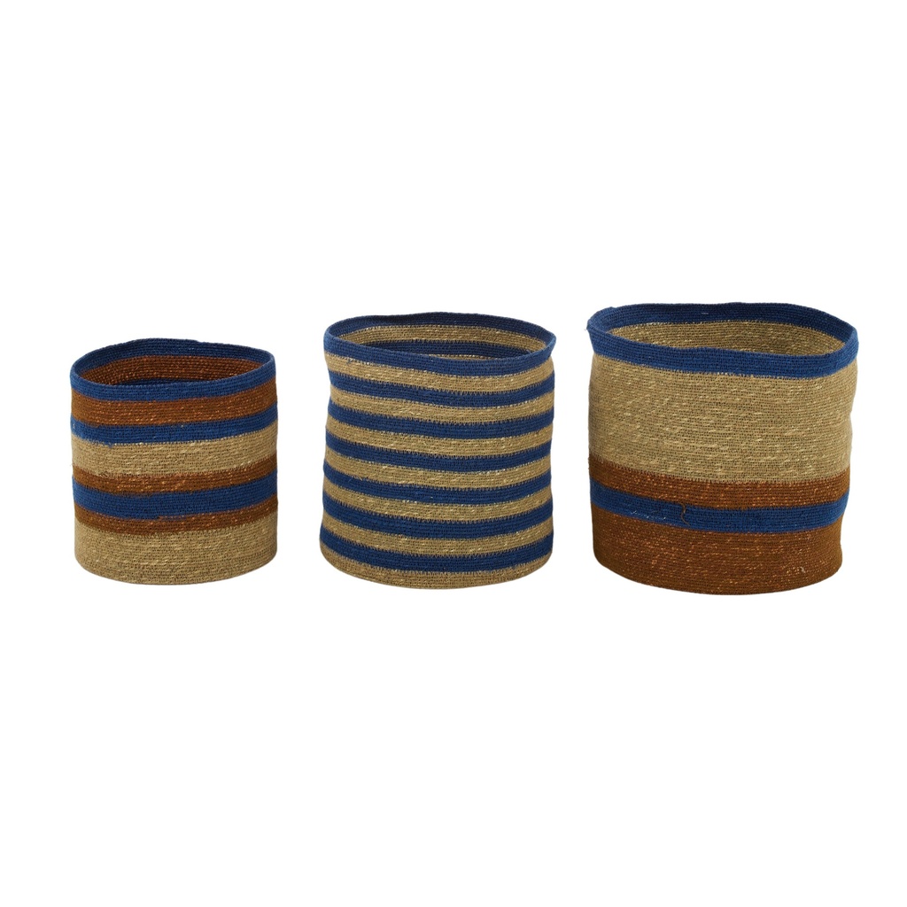 Baer Seagrass Basket Tan/Blu LGE