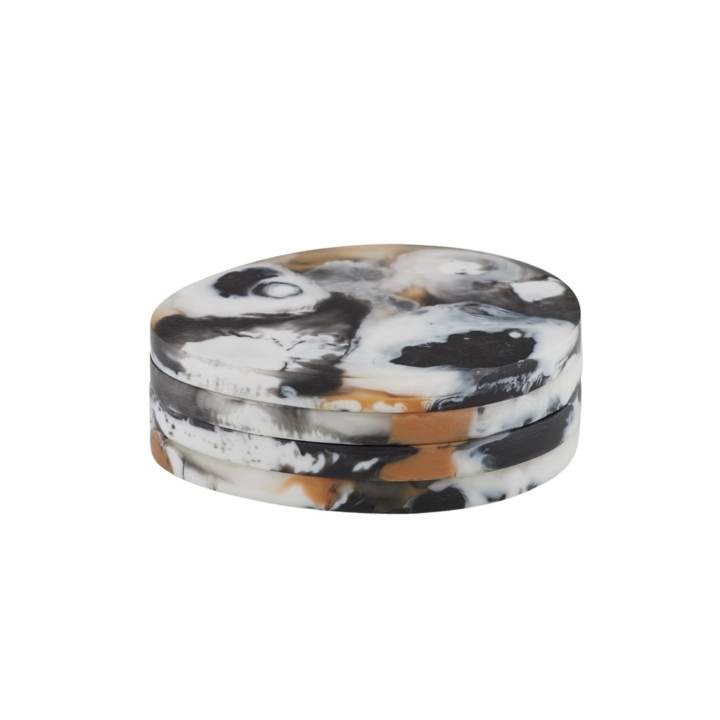 Noir Resin Coasters Black - S/4