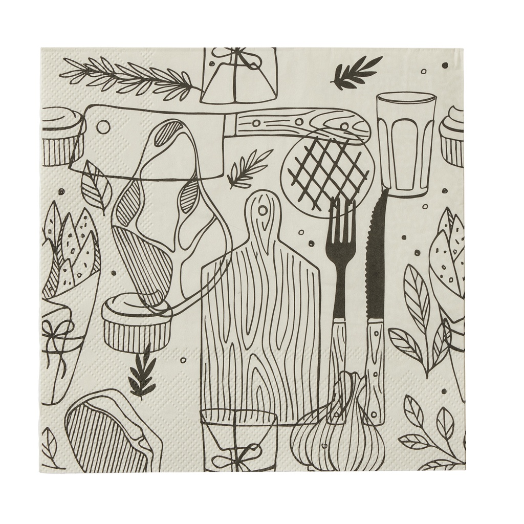 Barbeque White/Black Napkins