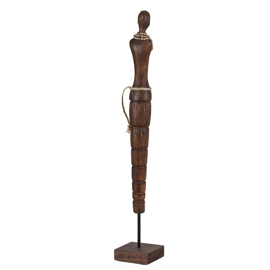 Hand Carved Mangowood Tribal Lady w/Narr