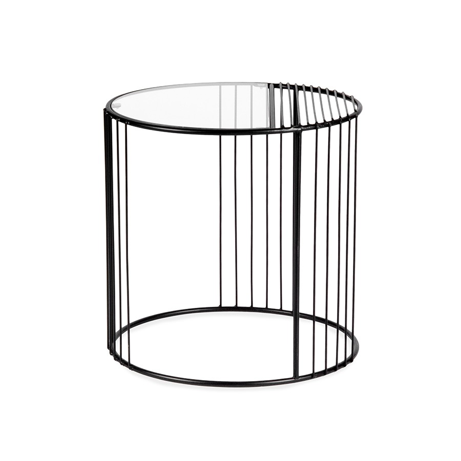 Slimline Black & Glass Side Table