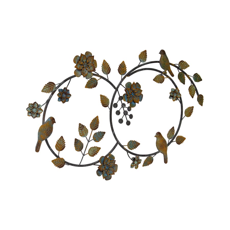 Rust Birds & Flowers Metal Wall Art