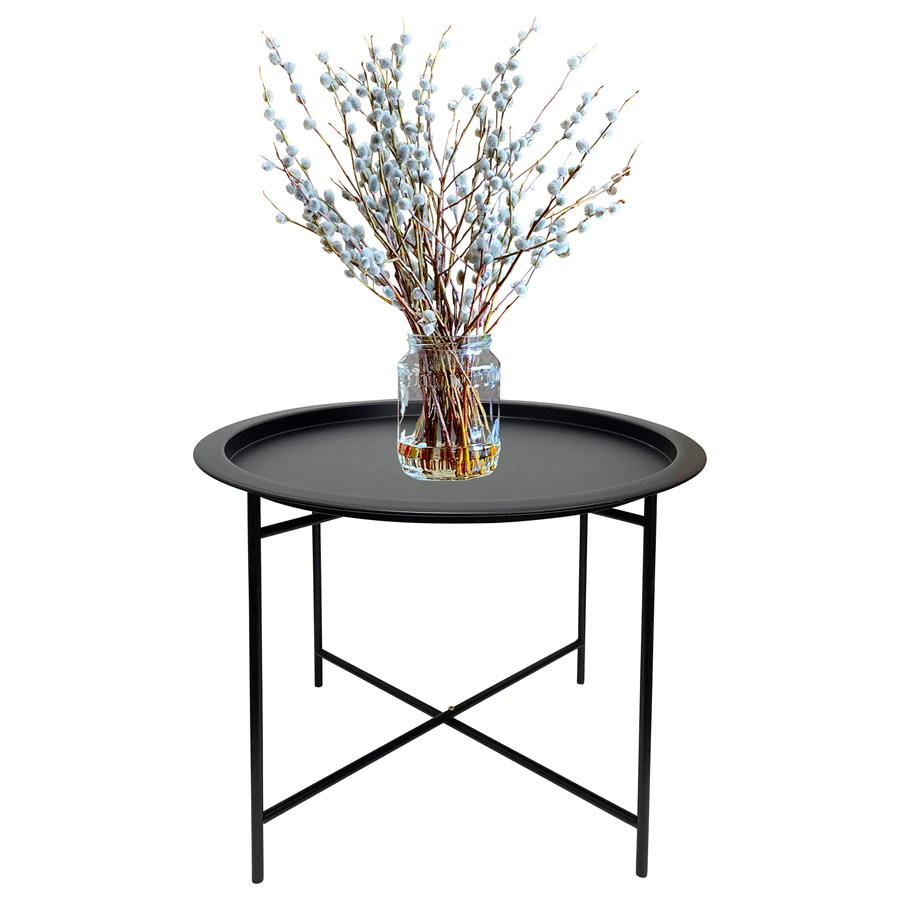 Round Lipped Cross-Frame Side Table