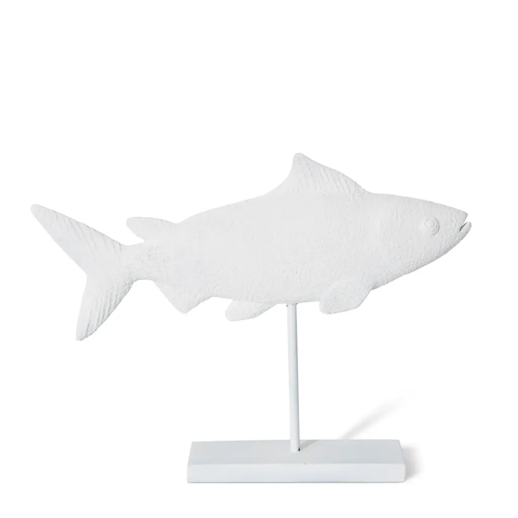 Salmon Fish Stand Sculpture White 