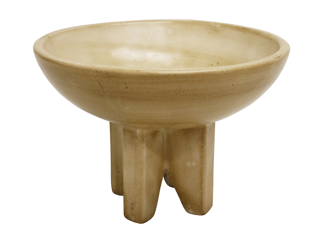 Travertine Look Footed Bowl