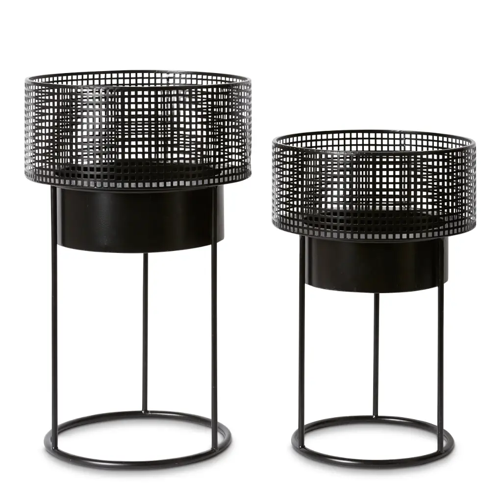 Creed Round Planter w/Stand Black - Small