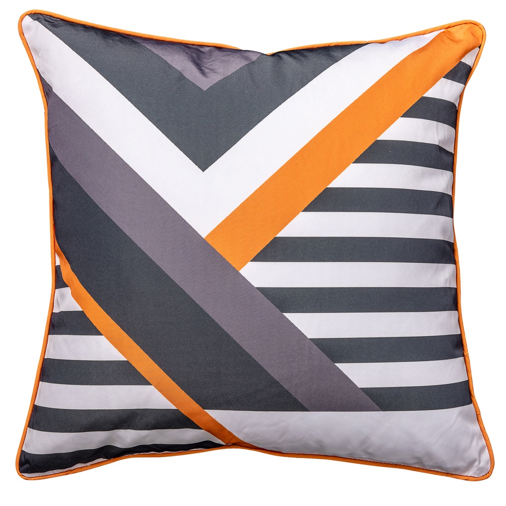 Geometric Orange/Black Outdoor Cushion