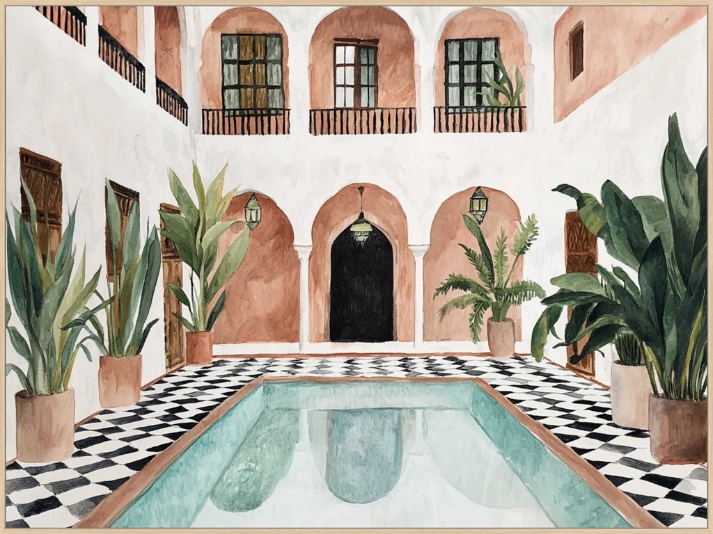 Bath House B Framed Canvas 