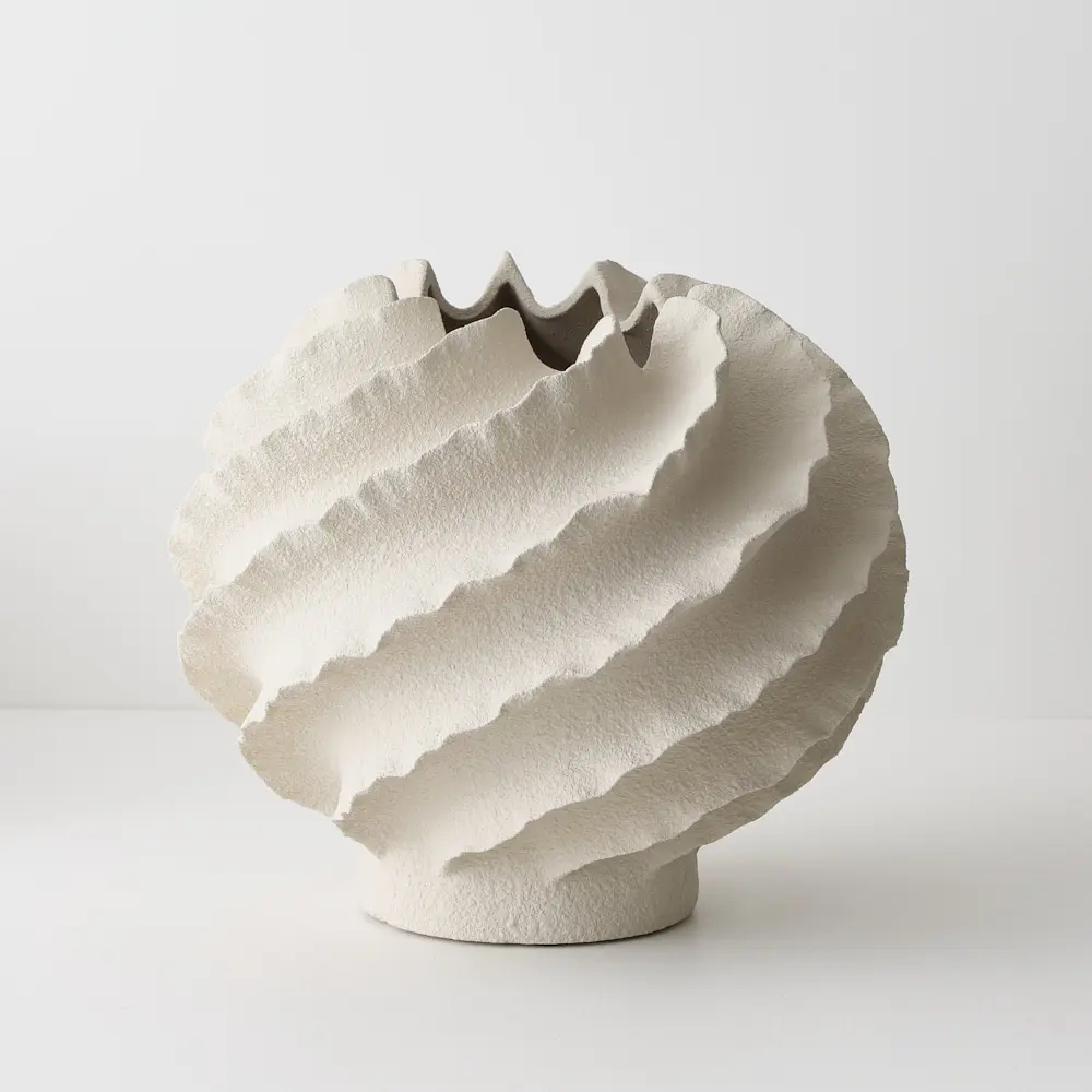Vase Leucento - 30cmh Limestone 30cmh x 35cmd