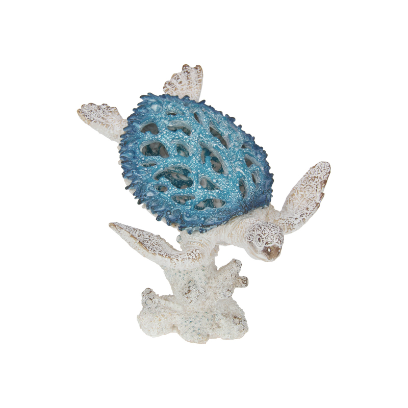 Turtle on Coral in Coral Finish 21cm