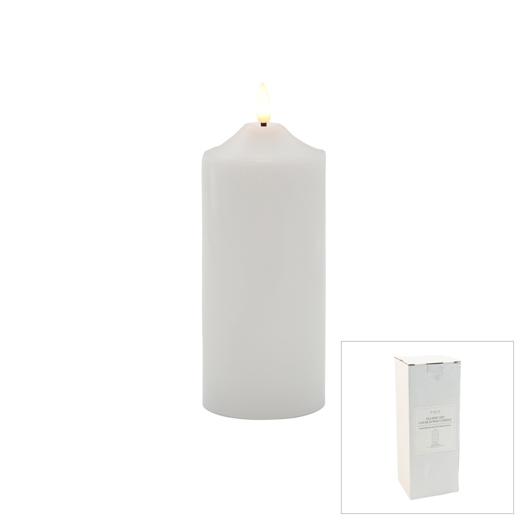 Ellipse LED White Church Candle - Large
