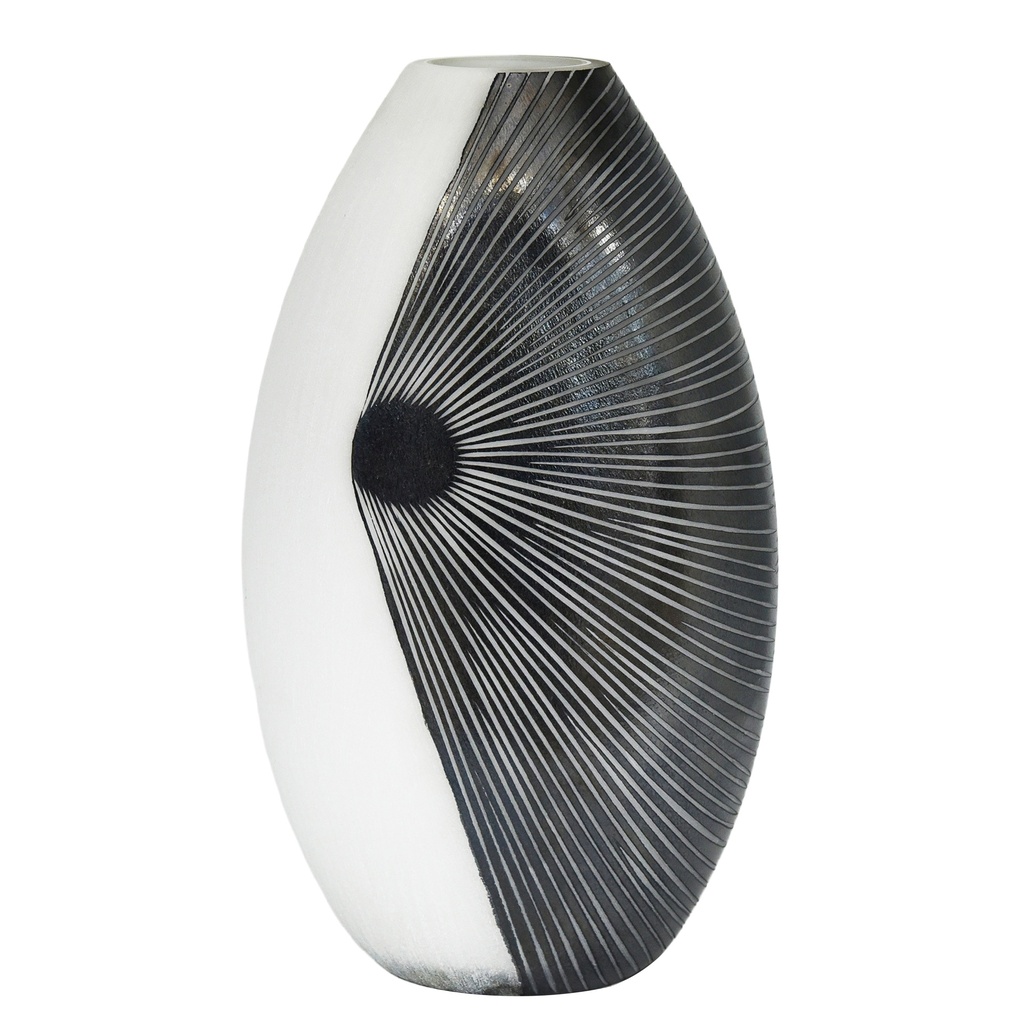 Cayman Glass Black & White Hole Vase - Large 