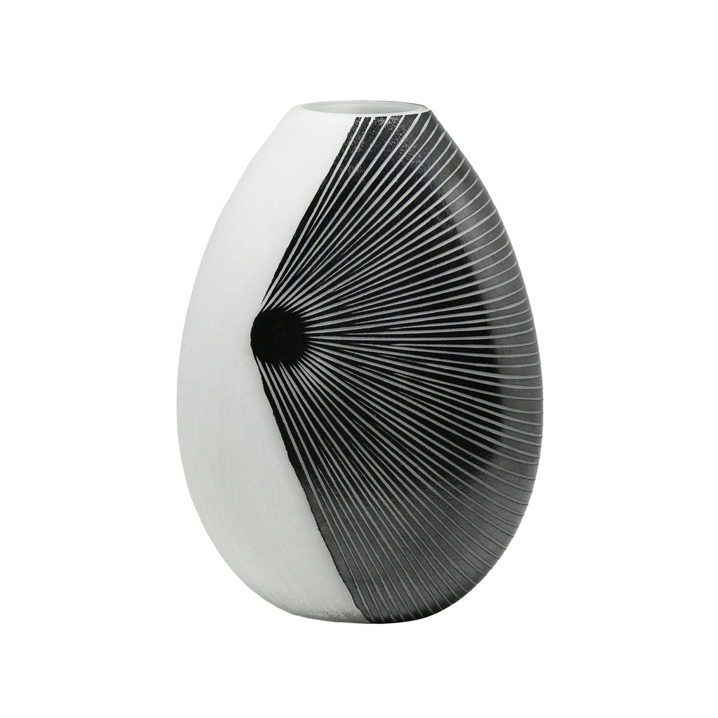 Cayman Glass Black & White Hole Vase - Small