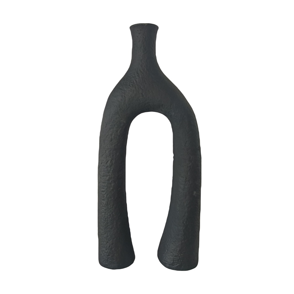 Fritz Resin Matt Black Two Leg Vase
