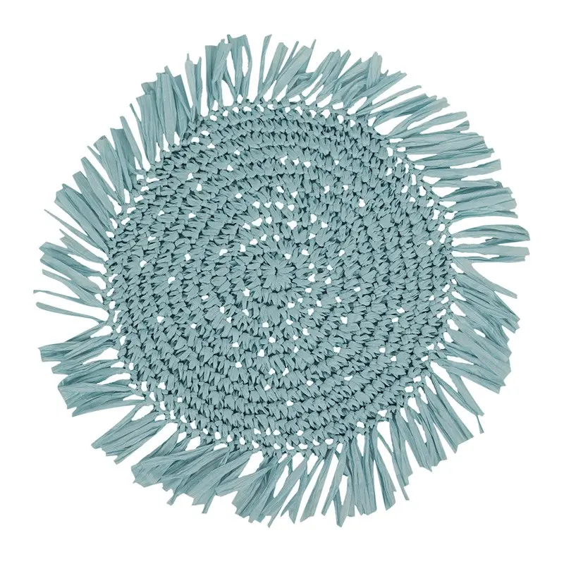 Fringe Aqua Placemat Round