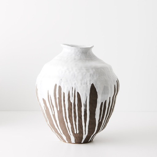 [FI10087WB] Pot Sierra Wht/Brwn 30cmh