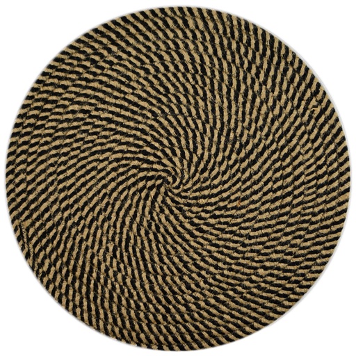 [HH1020] Demi Cotton Rnd Placemat Br/Blk 38cm