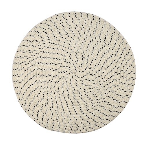 [HH1071] Tess Cotton Rnd Placemat 38cm Wh/Nvy