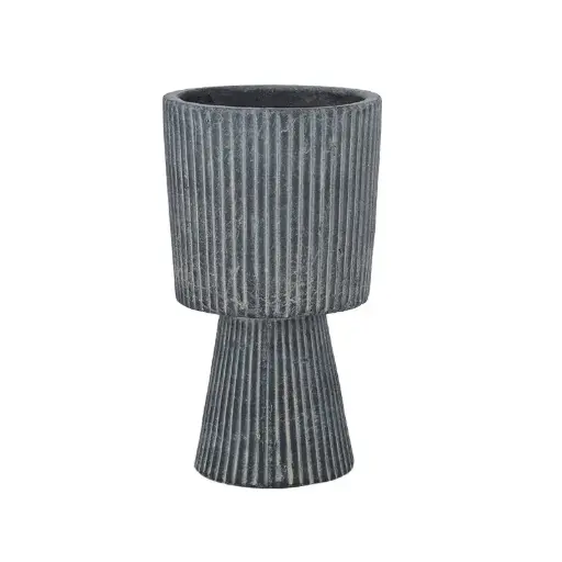 [GA2043] Ripple Terracotta Footed Pot 