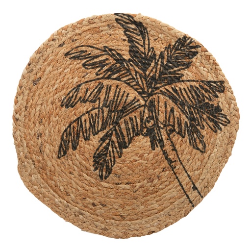 [HH1163] Palm Jute Rnd Placemat Nat/Blk