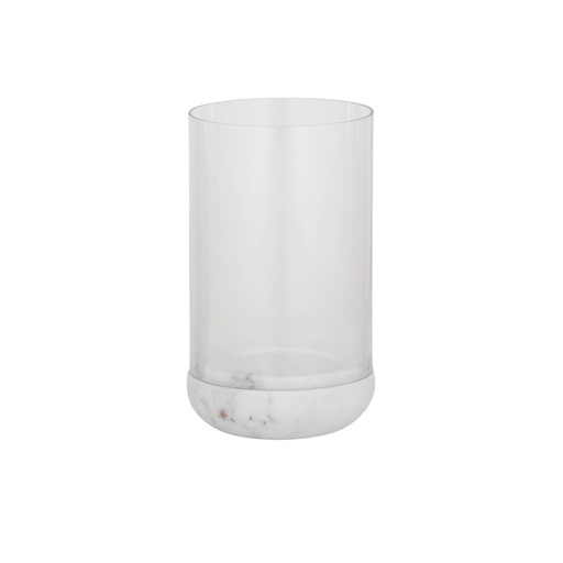 [CA2880] Nina Marble/Glass Hurricane14xd25cm Wht