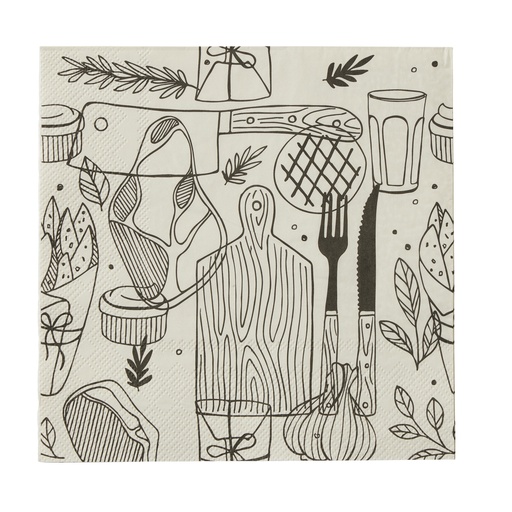 [KW5501] Barbeque White/Black Napkins