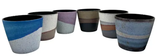 [BA3870] Two Toned Textured Pot Asst Colours