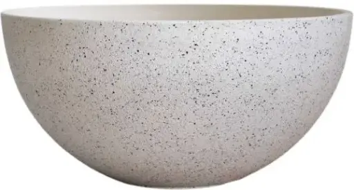[BA4172] Medium White Terrazzo Look Planter Bowl Plastic