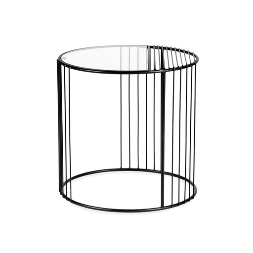 [90263TBL] Slimline Black & Glass Side Table
