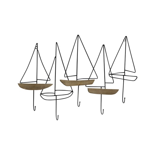 [20609HKS] Sailboars 5-Hook Wall Hanging