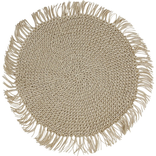 [MY6223-6] Placemat Woven Fringe Natural
