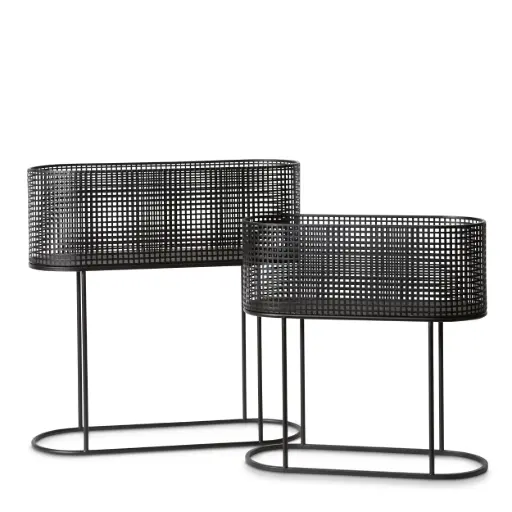 [VM.018.BK-L] Creed Long Planter w/Stand Black - Large
