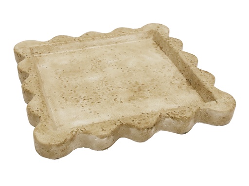 [969523] Travertine Look Scalloped Tray 20cm