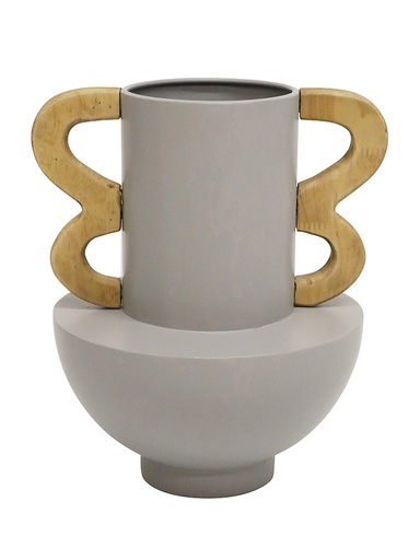 [970074] Hester Metal & Wood Vase 26cm