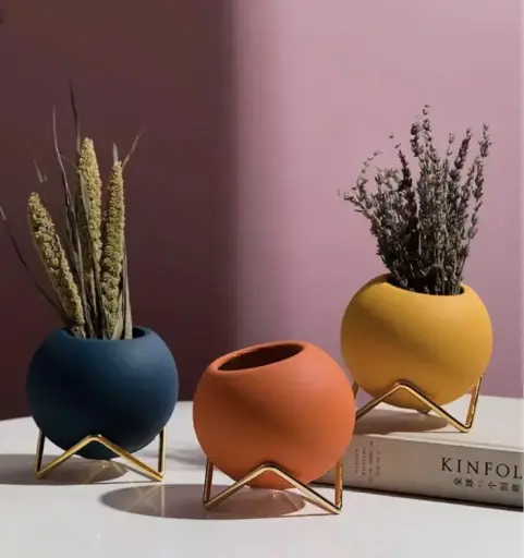 [VS052-3BL] Small Succulent Vase w/Stand Blue