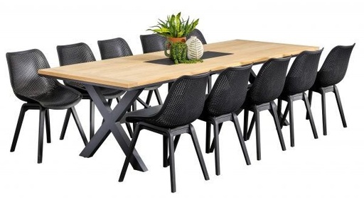 Tribeca 2.6m Table & 10 Bronte Chairs Black
