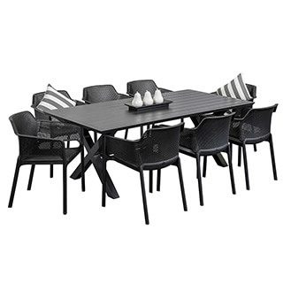 Samui 2m Table & 8 Paris Chairs Black