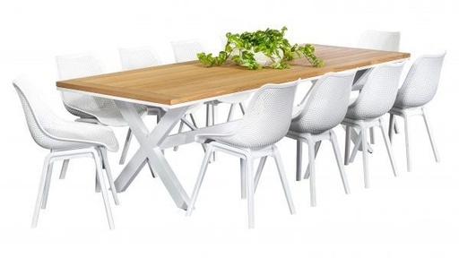 Tribeca 2.6m Table & 10 Bronte Chairs White 