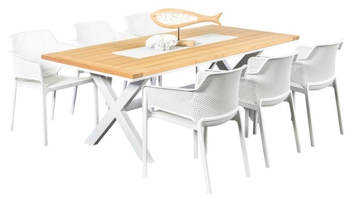 Tribeca 2m Table & 6 Paris Chairs White